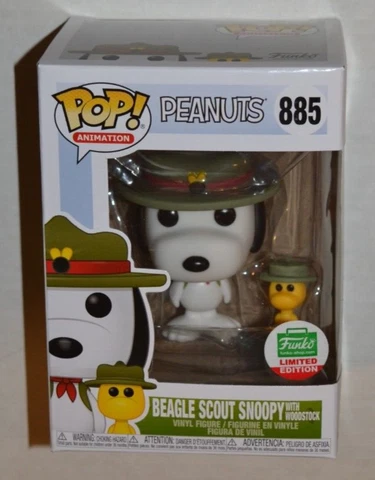 Funko POP Shop Exclusive 885 Beagle Scout Snoopy and Woodstock Peanuts NEW Cover