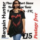 Plus Size Short Sleeve  Heart Shape Tunic  T-shirt - Black - 5XL