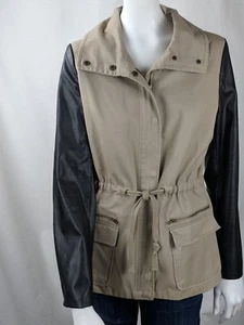 ABRIGO CHAQUETA DE ALGODÓN OLIVA Y ROBLE PARA MUJER CAQUI CON BORDE DE CUERO SINTÉTICO CREMALLERA COMPLETA TALLA S - Imagen 1 de 11