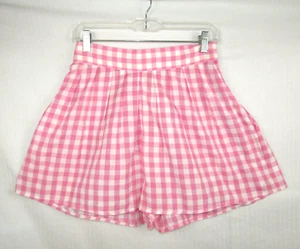 Anaak Pink Gingham Plaid Annex Pleated Shorts Size 1 Small Elastic Waist $250 - Picture 1 of 9
