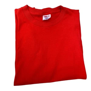 Hef-T Vintage Tee Large Red Shirt Blank Single Stitch 80s Crew Neck Made In USA - Picture 1 of 8