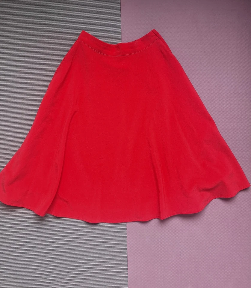 Modcloth Red Skirt Size Small Swing Retro Vintage Style Midi with pockets  - Image 1 of 4