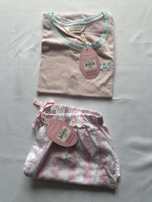 NEW PETER ALEXANDER PINK PA LOGO TEE TOP + STRIPED SHORTS PJ SET SMALL S - image 1 of 3