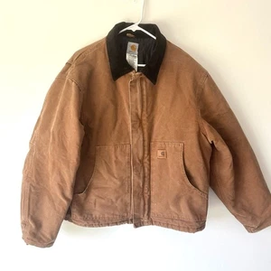 Carhartt Brown Barn Chore Jacket Corduroy Collar Quilted Outdoor Insulted Warm - Picture 1 of 15