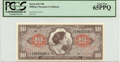 Series 641 $10 Military Payment Certificate MPC PCGS GEM 65 PPQ - Image 1 of 2