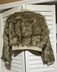 Women's Forever 21 Faux Fur Lined Faux Leather Aviator Bomber Jacket Medium - Picture 1 of 6