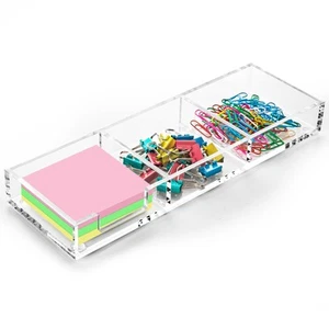Sticky Note Holder 3 In 1 Clear Acrylic Self-Stick Memo Pads Holders Desk Org... - Picture 1 of 7