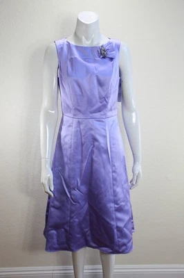 Vestido de novia David Meister talla 4 púrpura satinado broche línea A funda de cóctel nuevo Foto 1 de 4