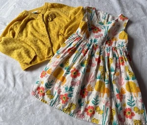 John Lewis Boden Baby Girl Jungle Animal Linen Dress & Cardigan Sweater 12-18 m - Picture 1 of 4