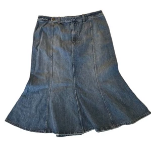 Lauren Jeans Co. Sz 12 Denim Skirt Bell Shape Below Knees 100% Cotton Cowgirl - Picture 1 of 8