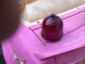 VINTAGE RED GLASS MARQUEE SIGN LIGHT BULB DOME COVER SHADE GLOBE (RECO) - Picture 1 of 2