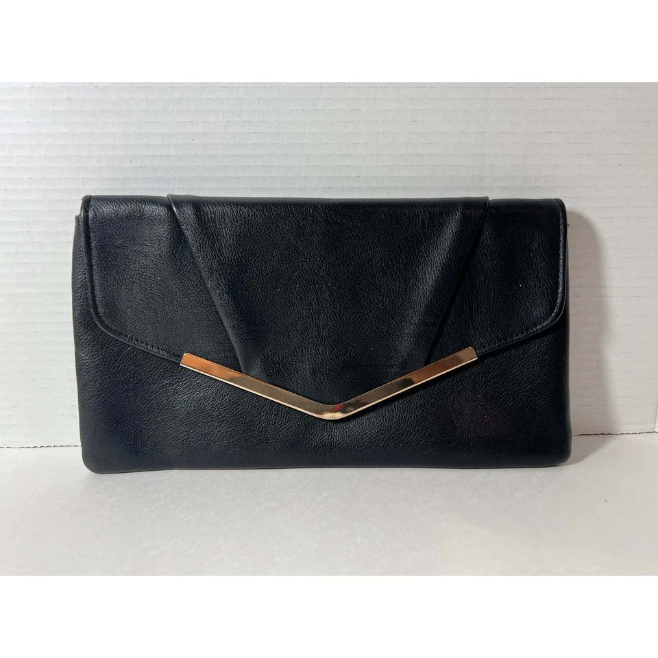 Bolso sin asas negro vintage Gunne Sax Jessica McClintock bolso de noche cadena dorada Foto 1 de 4