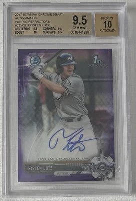 Tristen Lutz 2017 Bowman Chrome Draft Purple Refractor AUTO /250 - BGS 9.5/10 - Image 1 of 3