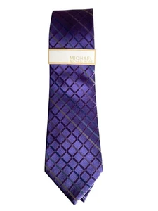 Corbata Michael Kors Hombre Púrpura Geométrica Diamante 100% Seda NUEVA - Imagen 1 de 6
