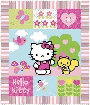 Sanrio Hello Kitty Butterfly Birdie Tree Flower Pane Cotton l Fabric 45980 - Image 1 of 2