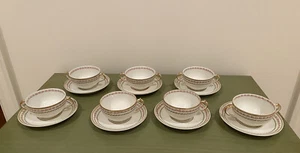 GDA Limoges Rose Handled Cup and Saucer Set of 7 - Picture 1 of 9
