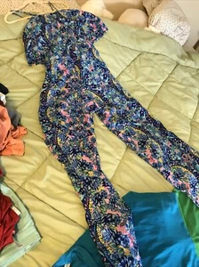 Boohoo Pants Jumpsuit Romper Spaghetti Strap Blue Pink Yellow Small S Sleeveless - Picture 1 of 12