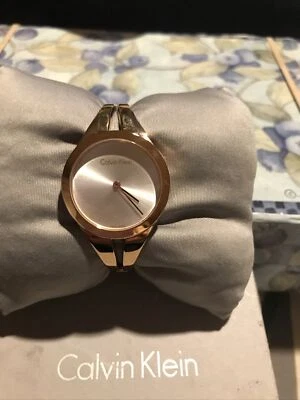 Calvin Klein Addict Silver Face Rose Gold Watch Size S NWOT/Box Is Damaged $100 - Image 1 of 4