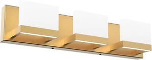 Gold Bathroom Vanity Light Fixtures Modern LED 3-Light Frosted Acrylic Lampshade - Picture 1 of 10