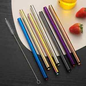 3Pcs Stainless Steel Boba Bubble Tea Drink Straw Wide 12mm Reusable Pointed End