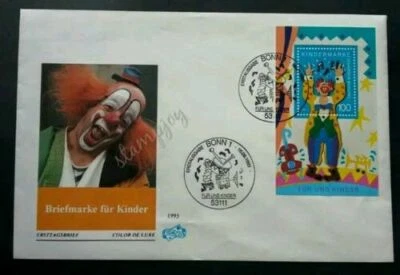 [SJ] Germany Clown - For Our Children 1993 (miniature FDC) *crease see scan - Image 1 of 4