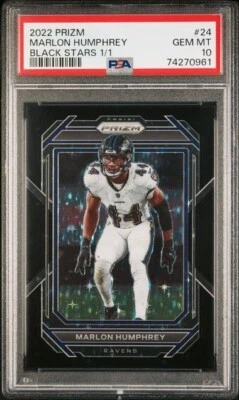MARLON HUMPHREY - 2022 Panini Prizm BLACK STAR 1/1 (1 of 1) PSA 10 NFL Ravens - Image 1 of 2