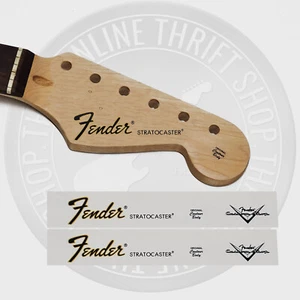 Fender Strat Waterslide Guitar Headstock Decals with Custom Shop Logo (Set of 2) - Picture 1 of 4