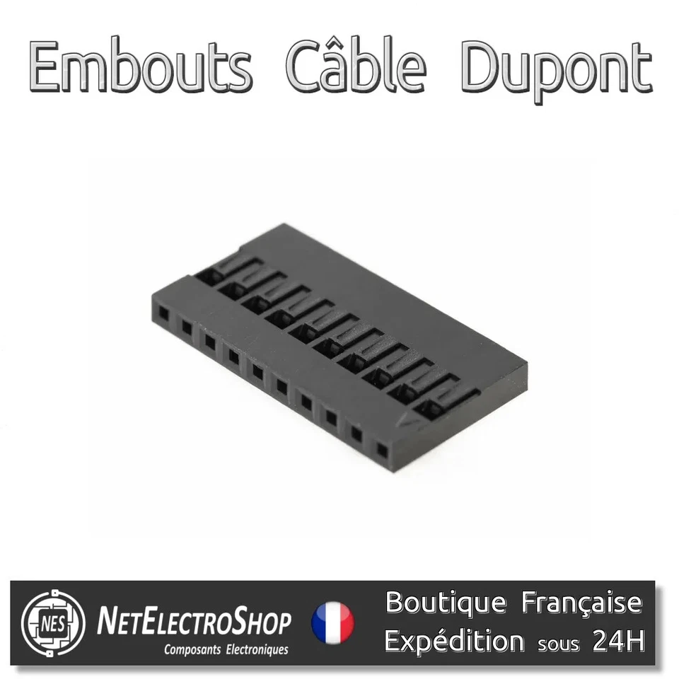 10x Embouts pour cable Dupont 10 pins - Pas 2,54mm / Jumper Housing Pin