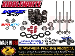 YFZ450 YFZ 450 KIBBLEWHITE +1mm Intake Valves Exhaust Valve Ti Spring Kit + Seal - Picture 1 of 21