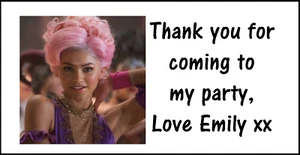 Personalised Greatest Showman Zendaya Thank You Stickers Party Bag Sweet Cones  - Picture 1 of 3