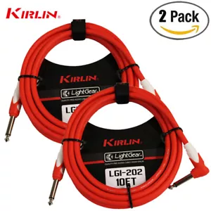 2-PACK Kirlin LGI-202 10 FT 1/4" Straight to Right Angle Guitar Instrument Cable - Picture 1 of 1