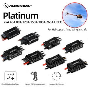 HOBBYWING Platinum 25/40/80/120/150/180/260A Brushless ESC For RC Aircraft - Picture 1 of 32
