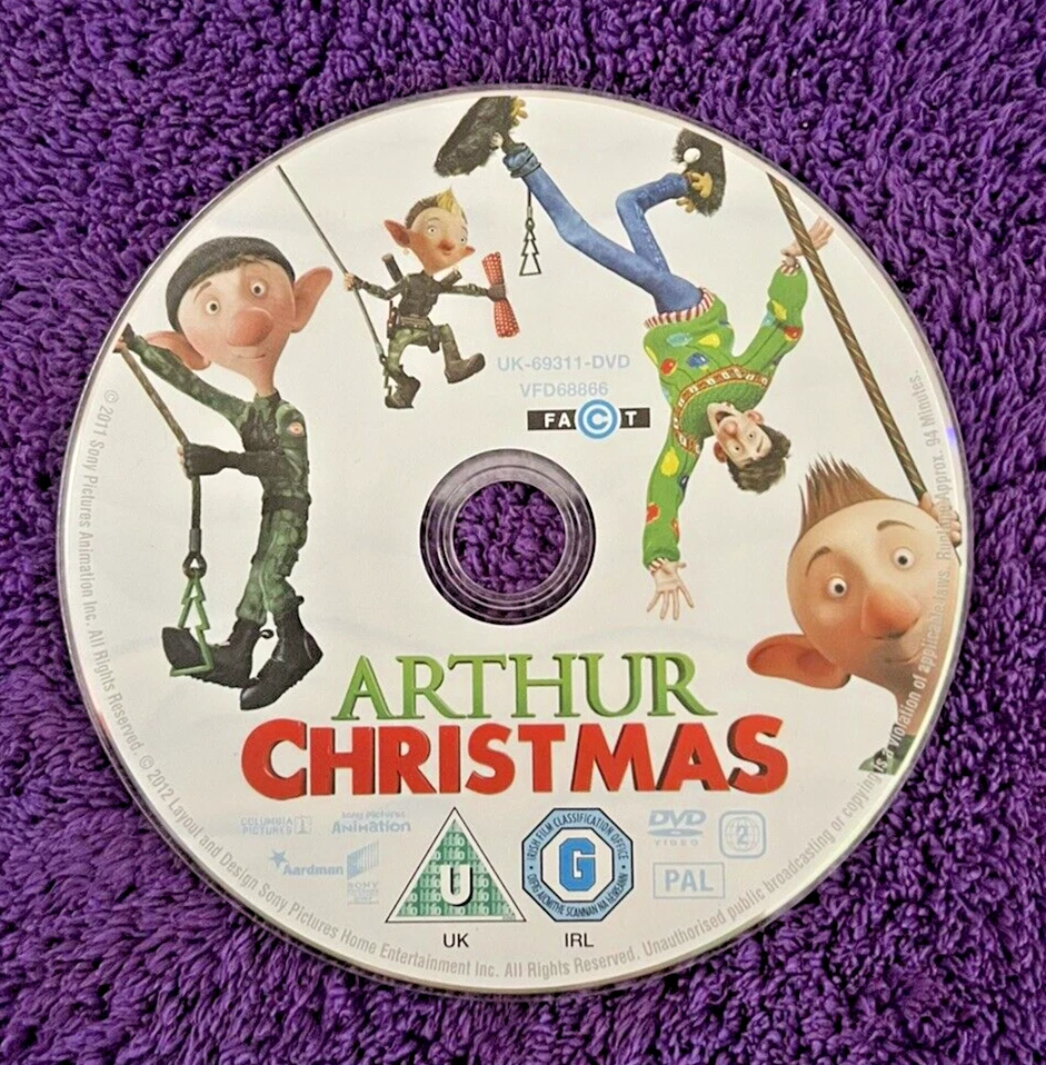 Arthur Christmas - DVD Disc Only - Children (2012) Bill Nighy FREE UK P&P - Image 1 of 1