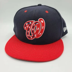 Washington Nationals Hat New Era 59Fifty Baseball Cap Fitted Blue Red White Star - Picture 1 of 7