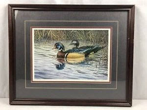 Impresión firmada por Albert AA Walker Jr pato de madera pájaro vida silvestre - Imagen 1 de 6