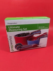 New!! Red, White, Blue 19-Piece Rugged Plastic Measuring Cups & Spoon Set - Picture 1 of 11