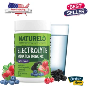 NATURELO Electrolyte Powder, Sugar-Free & Non-GMO, 50 Servings, Berry Flavor - Picture 1 of 7
