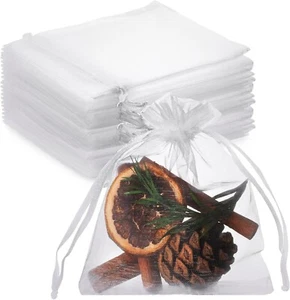 100PCS White Organza Jewelry Bags Drawstring 3 x 4 inch Little Mesh Pouch NEW - Picture 1 of 7