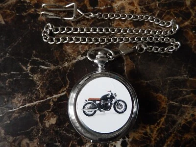 RELOJ BOLSILLO TRIUMPH BONNEVILLE MOTO CROMO CON CADENA 2 Foto 1 de 3