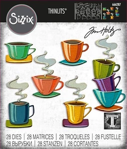 New Retired Sizzix Thinlits Papercut Cafe 28pc #666287 Retail $24.99 Tim Holtz - Picture 1 of 12
