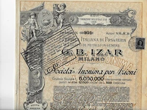 FABBRICA DI POSATERIE D'ARGENTO E ALPACCA * IZAR * AZIONE STORICA DOC °! - Foto 1 di 4