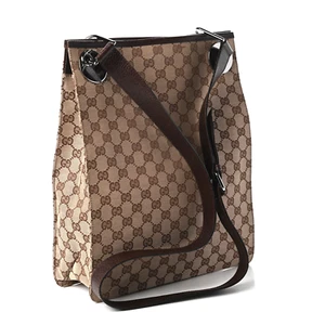 Gucci Classic GG Monogram Canvas Eclipse Messenger Bag Brown Authentic - Picture 1 of 10