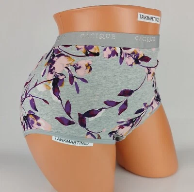 NWT LANE BRYANT CACIQUE COTTON FULL BRIEF PANTY 18/20 WIDE BAND PINK GRAY FLORAL - Image 1 of 4