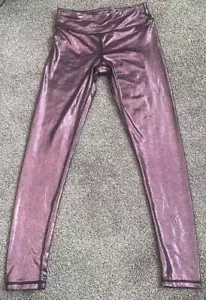Girls 12 90 Degrees Metallic Pink leggings workout - Picture 1 of 4
