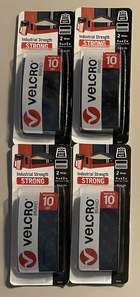 Velcro Heavy Duty Fasteners 4" " Strips 8 Sets Holds 10 lbs Black Tape
