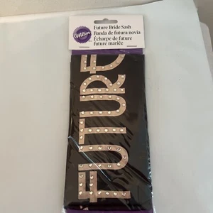 Wilton Bridal Bachelorette Party Bride-to-be Future Bride Sash Black w/Bling-NEW - Picture 1 of 6