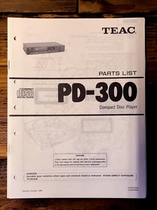 Teac PD-300 CD Player Parts List Service Manual *Original* - Picture 1 of 1