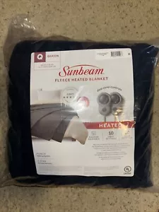 Sunbeam Fleece Heated Blanket Size Queen 84 In x 90 In Dual Zone Control - Picture 1 of 5