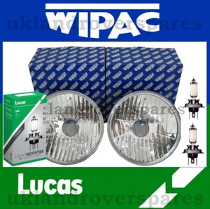 7 INCH CRYSTAL CLEAR HEADLIGHTS (PAIR) WITH PILOT WITH XENON 3200K LUCAS BULBS - Picture 1 of 5
