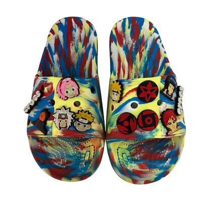 Crocs Shoes Mens Size 5 Naruto Jibbitz Charms Tie Dye Slide Anime - Image 1 of 4